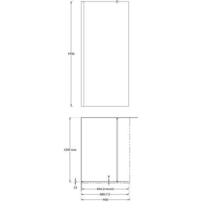 Душевая перегородка Kerama Marazzi Vetro/Ветро VE.90.WI.CR, хром