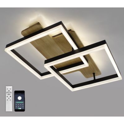 Светильник светодиодный управляемый ESTARES WOODY LOFT 85W 2S-APP-500x430x135-BLACK/W00D-220-IP20