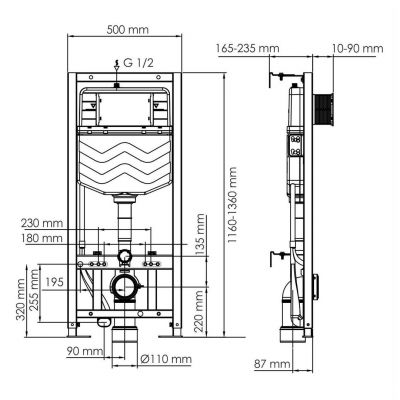 Система инсталляции Wasser Kraft Aller 10TLT.010.ME кнопка смыва CH03