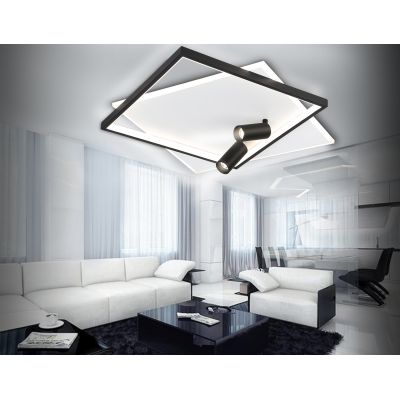 Светильник светодиодный накладной управляемый AMBRELLA LIGHT FL5138/2+2 77W(5775lm) 2K-4K-6K 505x493x130 пульт ДУ WH/BK