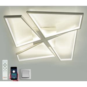 Люстра светодиодная управляемая ESTARES ORLANDO 120W S-APP-550x550x90-WHITE/WOOD/WHITE-220-IP20