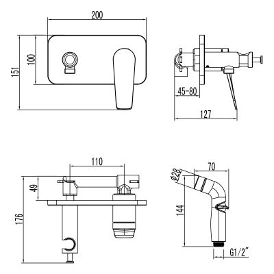 Смеситель c гигиеническим душем Lemark Bronx  LM3720MW, белый