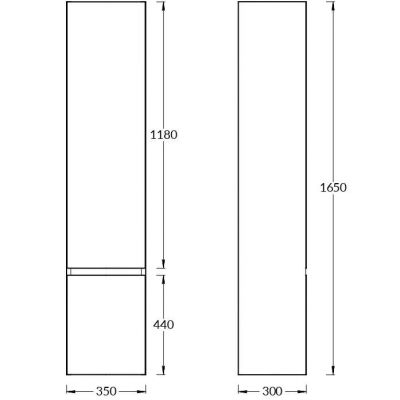 Пенал Kerama Marazzi Cubo/Кубо CU.165LH\MAL подвесной левый 165, мальва матовый