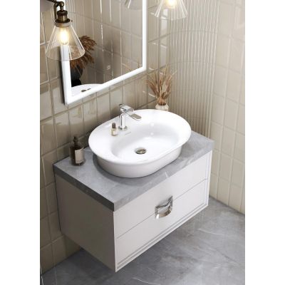 Тумба Kerama Marazzi Сanaletto CN.80, белая, подвесная с 2 ящиками, без раковины