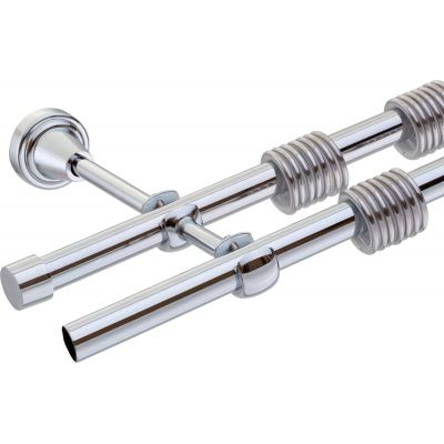 Карниз DDA DIY16 металлический 2-рядный, открытый кронштейн, Хром 2,8м составной